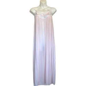 Vintage Violets & Roses Lace See-Through Pink Blush Shabby Chic Nightgown Medium